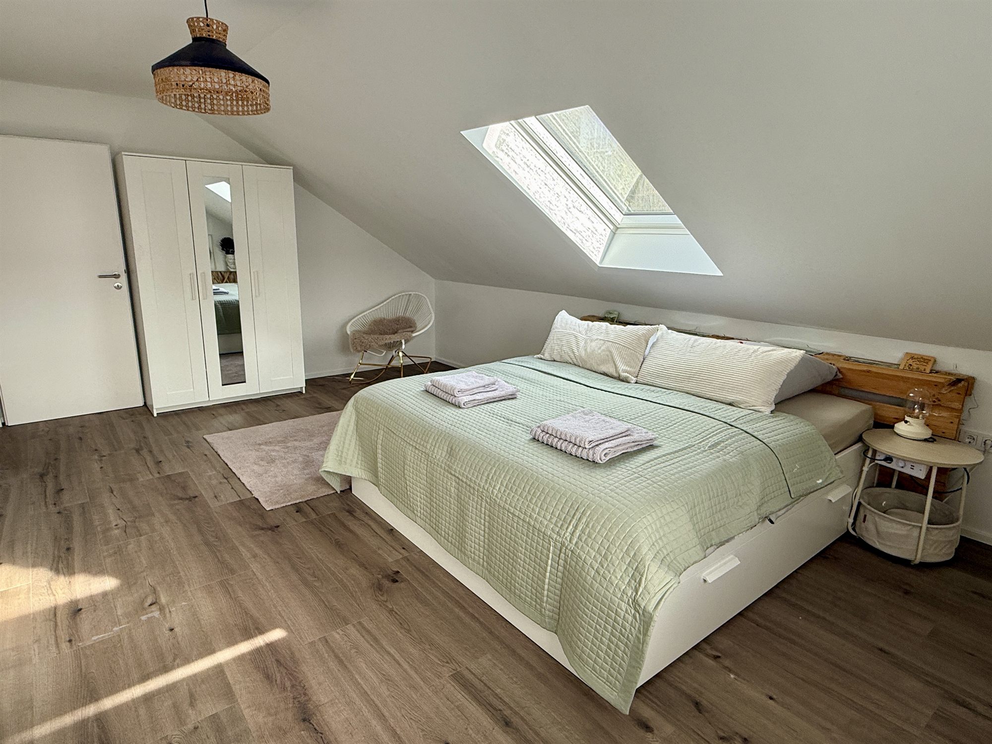 Cosy bedroom with skylight
